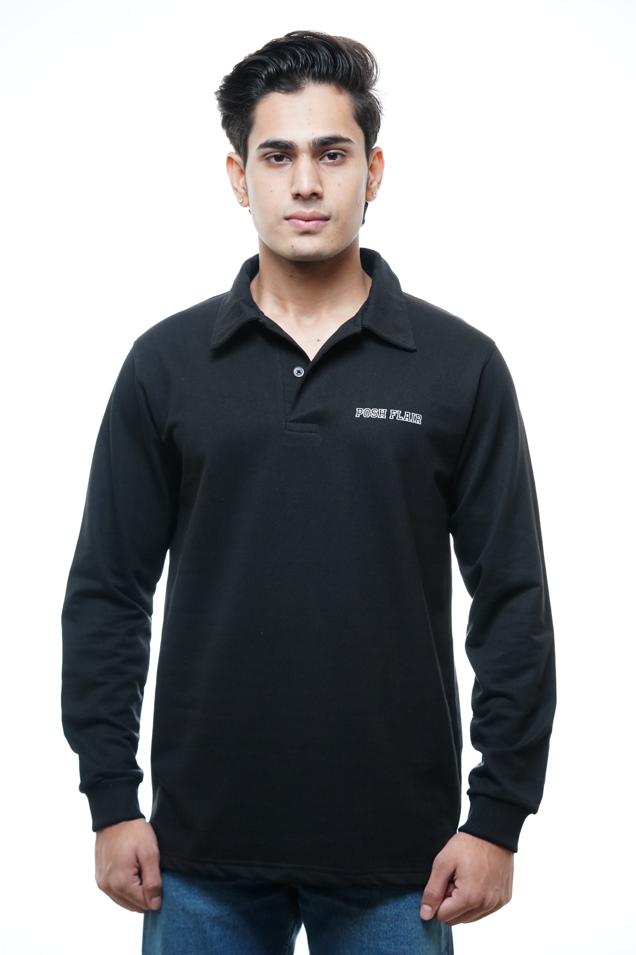 Men's Full Sleeve's Polo Rubber Print T-shirt