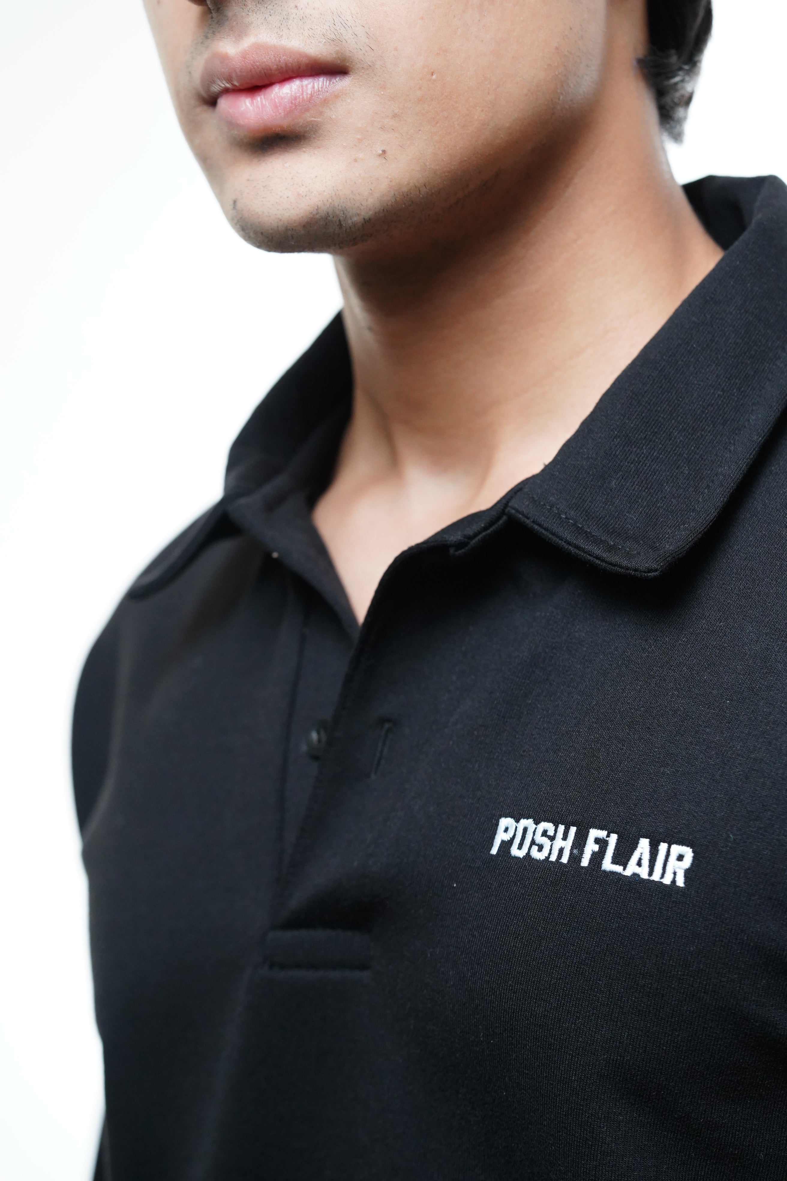 Men's Full Sleeve's Polo Named Embroidery T-shirt