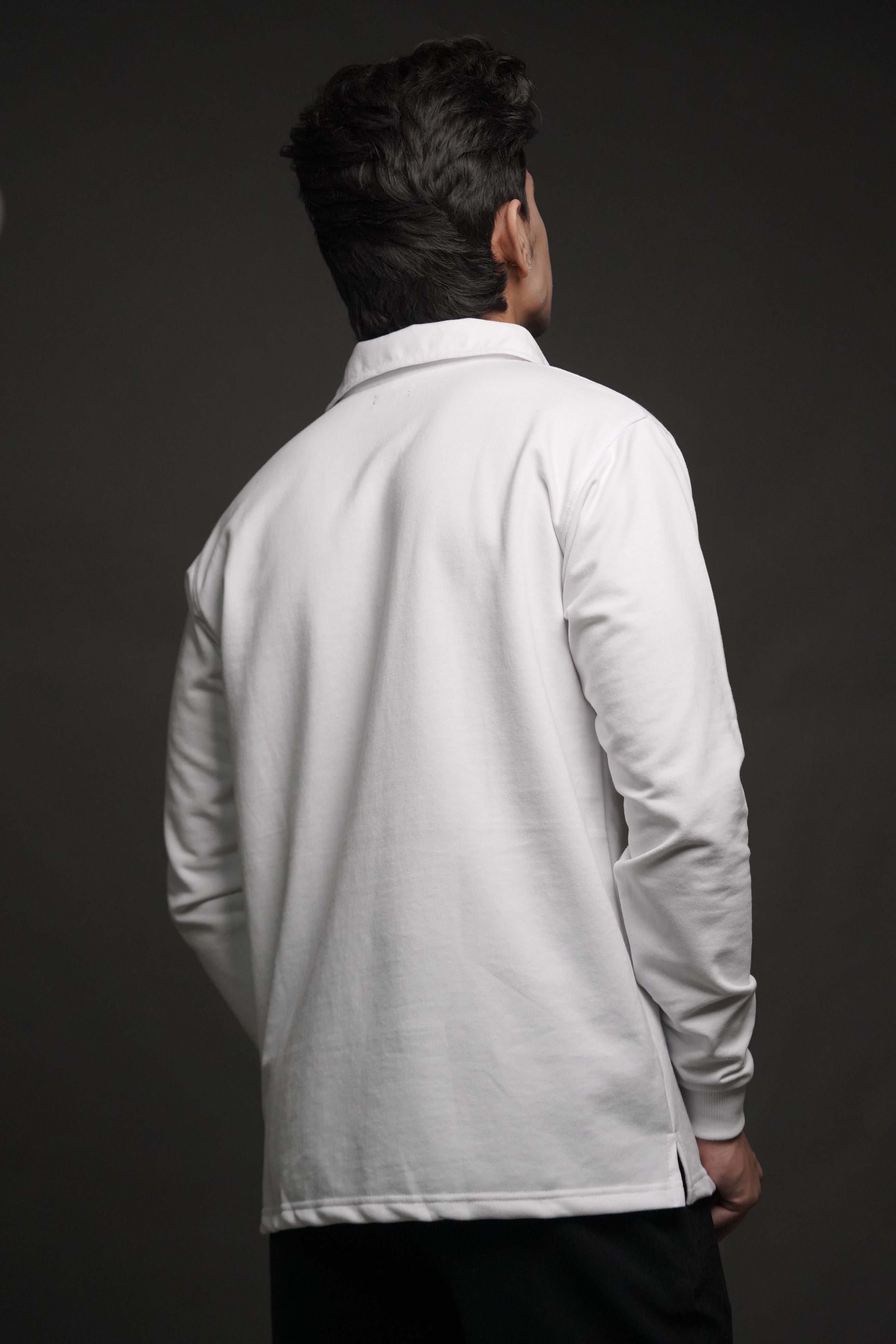 Men's Full Sleeve's Polo Named Embroidery T-shirt
