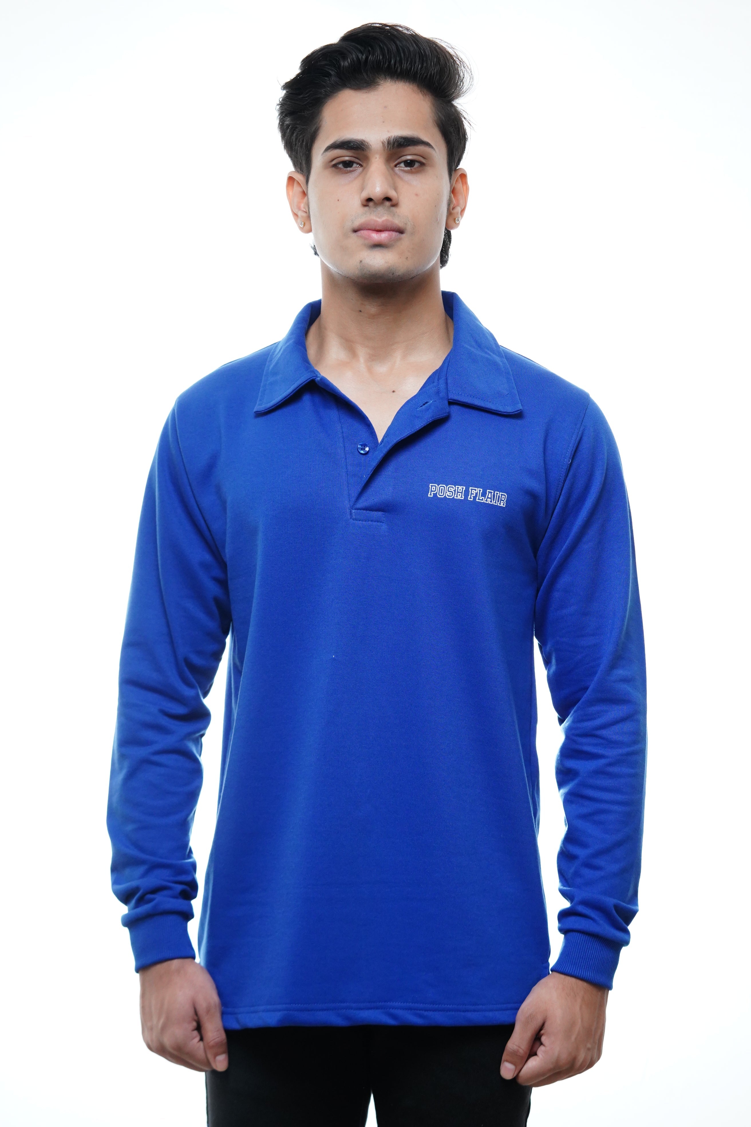 Men's Full Sleeve's Polo Rubber Print T-shirt