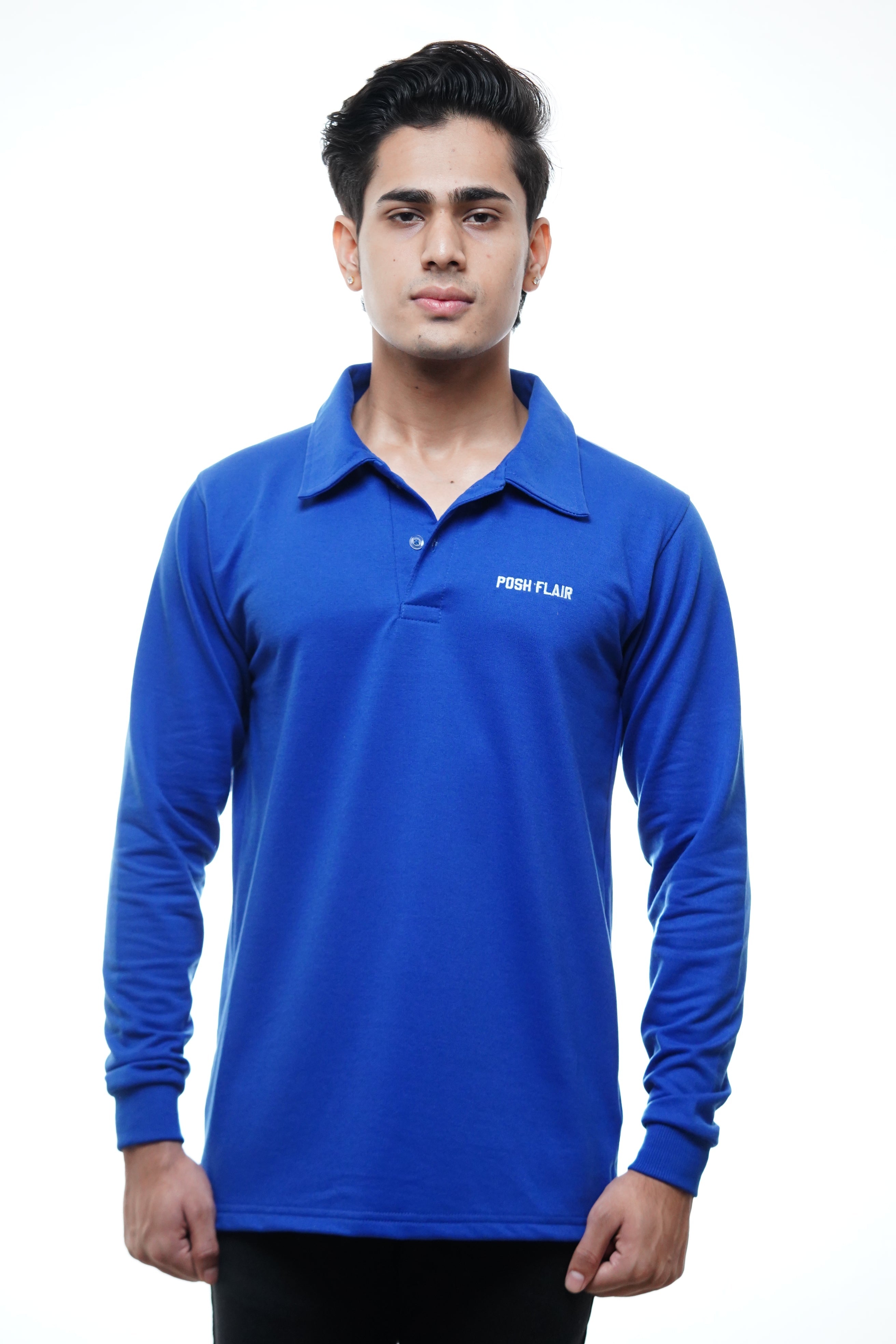 Men's Full Sleeve's Polo Named Embroidery T-shirt