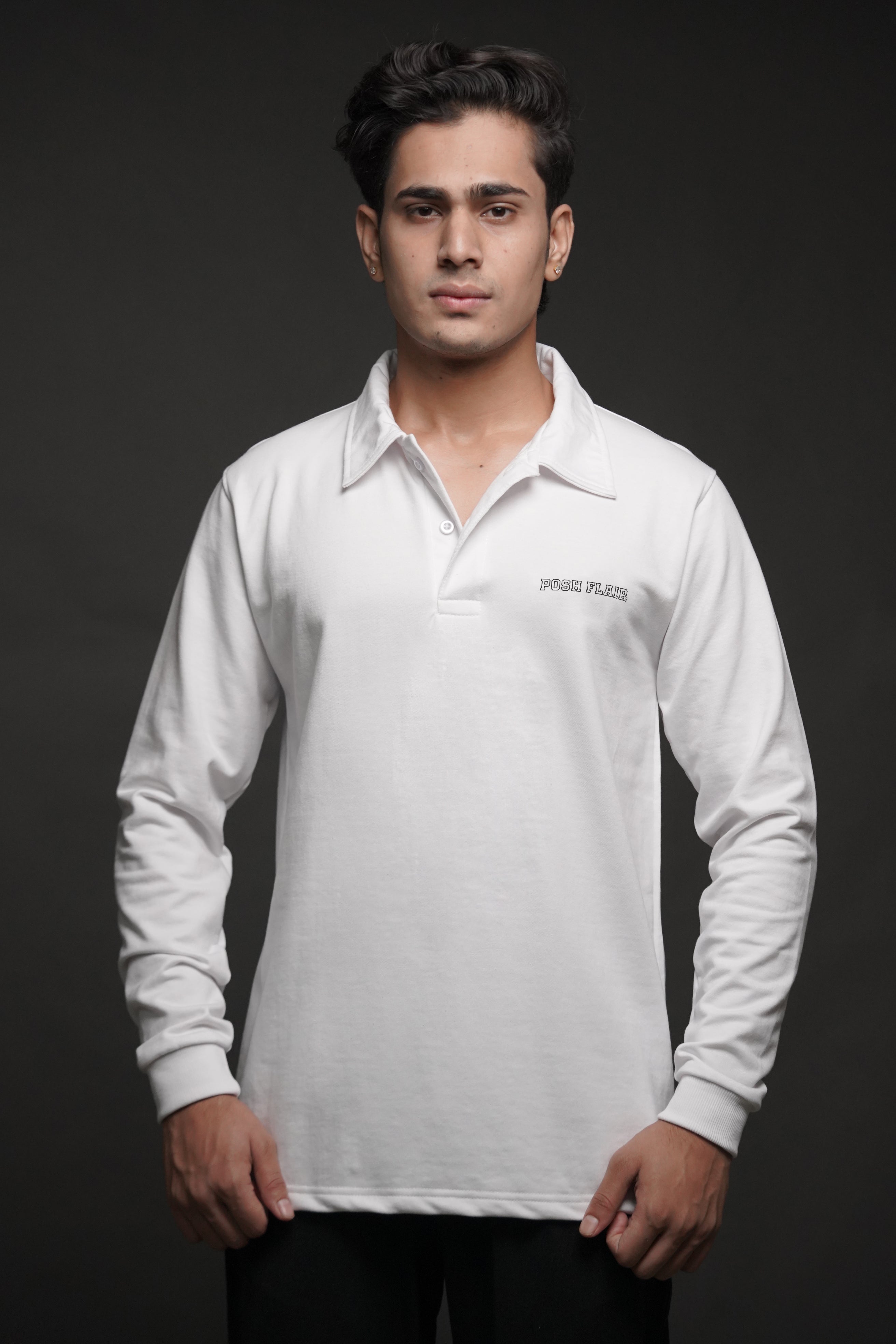 Men's Full Sleeve's Polo Rubber Print T-shirt